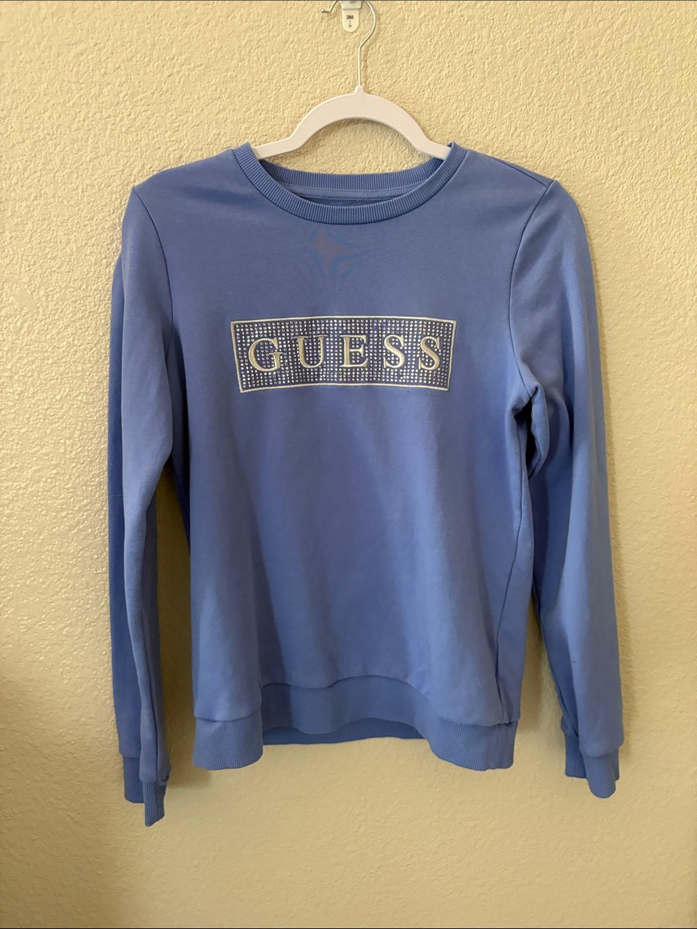 Guess Lavender Crewneck Sweatshirt with Crystal Logo